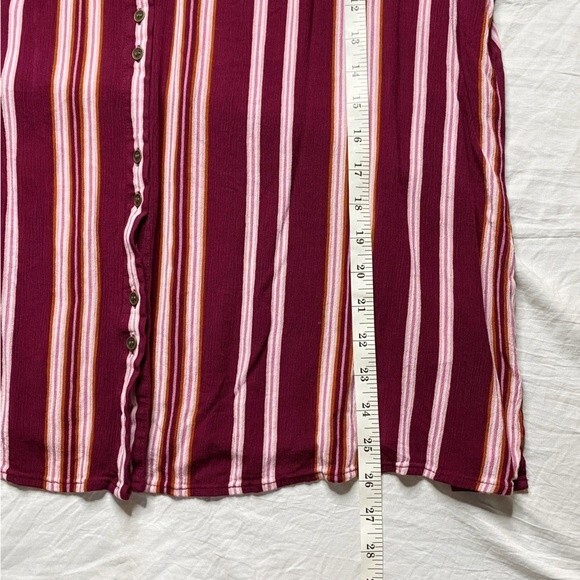 a.n.a Maroon & White Striped Button-up Long Sleeve Blouse Size Large Tall - Picture 7 of 7